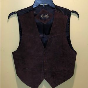 Sculls Boars hide leather vest.